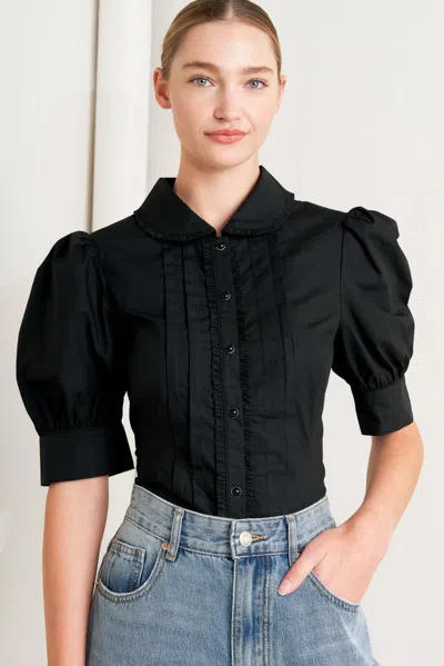 Truedames Refined Romance Woven Top In Black