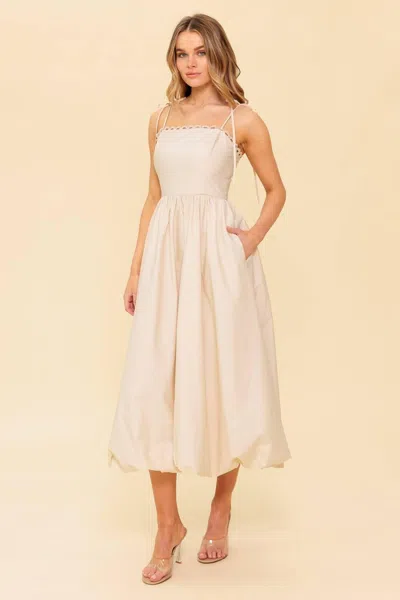 Truedames Regal Cutie Cream Woven Midi Dress In White