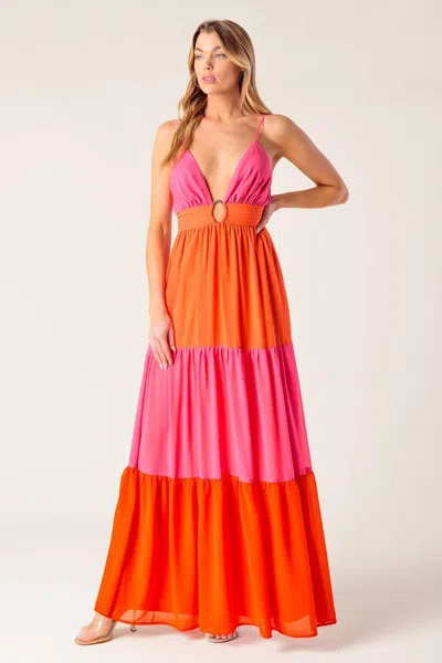 Truedames Regal Rise Woven Color Blocked Maxi Dress In Multi