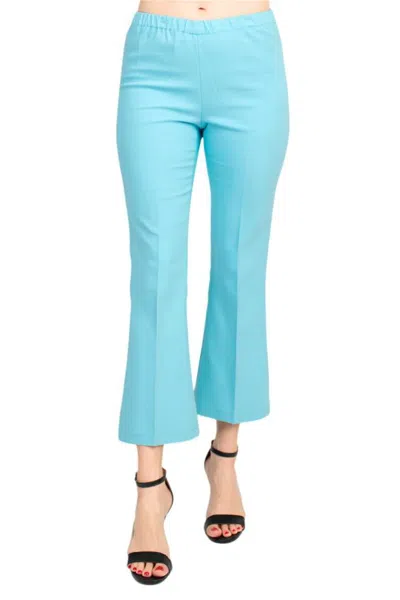 Truedames Regan Crop Flare Stretch Cotton Pant In Blue