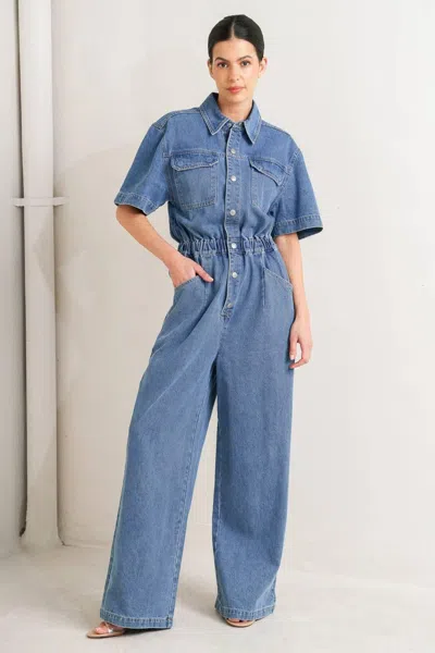 Truedames Relax Utility Denim Jumpsuit In Blue