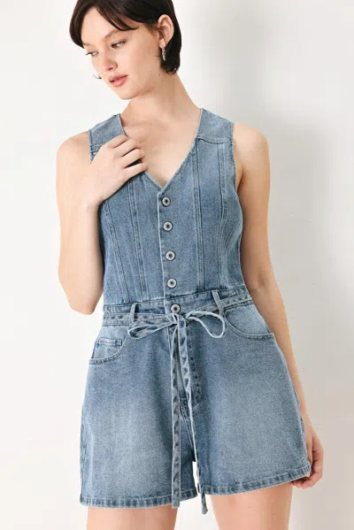 Truedames Relaxed Chic Denim Romper In Blue