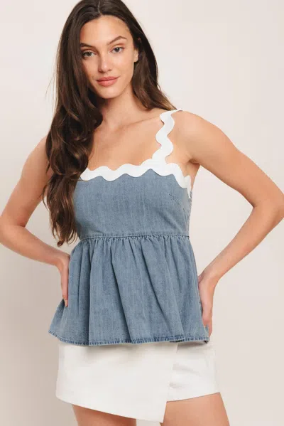 Truedames Relaxed Drape Lightweight Denim Top In Blue