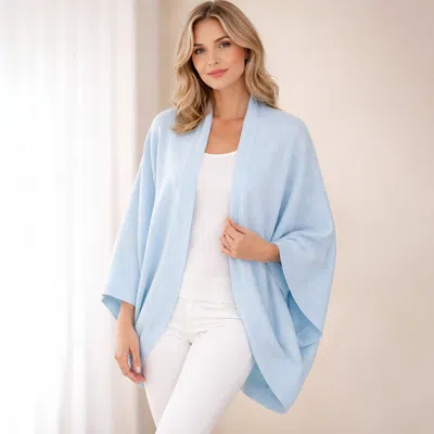 Truedames Relaxed Fit Soft Open Front Wrap Shawl Poncho In Blue