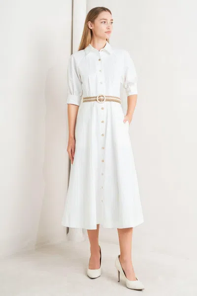 Truedames Relaxed Tailor Woven Midi Dress In White