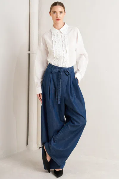 Truedames Relaxed Tailored Denim Loose Fitting Pants In Blue