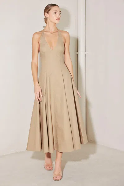 Truedames Resort Main Character Woven Midi Dress In Brown