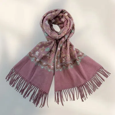 Truedames Reversible Floral Pattern Print Fringe Shawl Wrap Scarf In Pink