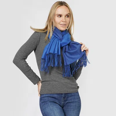 Truedames Reversible Solid Shawl Oblong Scarf In Blue