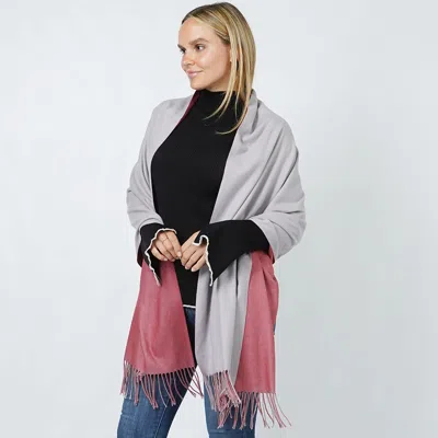 Truedames Reversible Solid Shawl Oblong Scarf In Gray