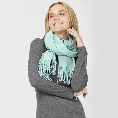 Truedames Reversible Solid Shawl Oblong Scarf In Green