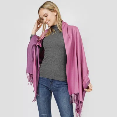 Truedames Reversible Solid Shawl Oblong Scarf In Pink