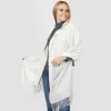 Truedames Reversible Solid Shawl Oblong Scarf In White