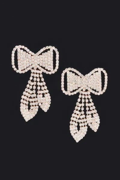 Truedames Rhinestone Bow Earring In White