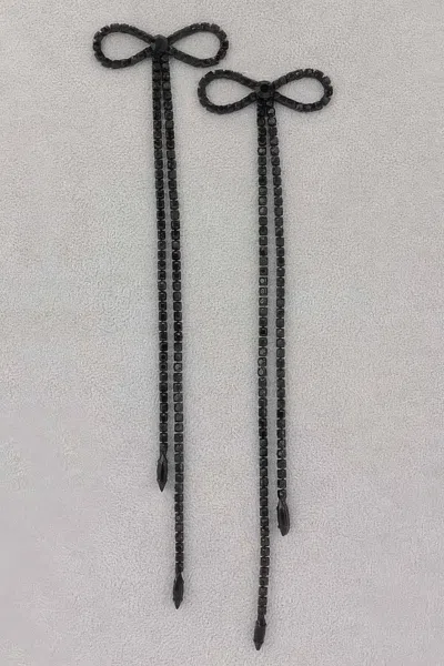 Truedames Rhinestone Bow Fringe Earring In Black