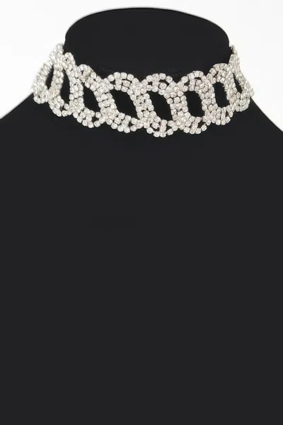Truedames Rhinestone Chain Choker In Black
