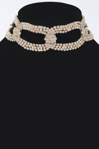 Truedames Rhinestone Chain Choker In Gold