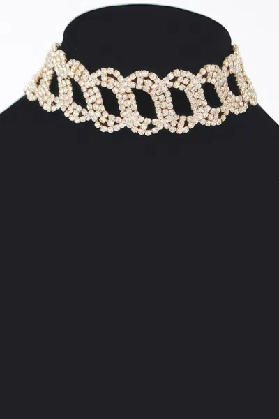 Truedames Rhinestone Chain Choker In Gold