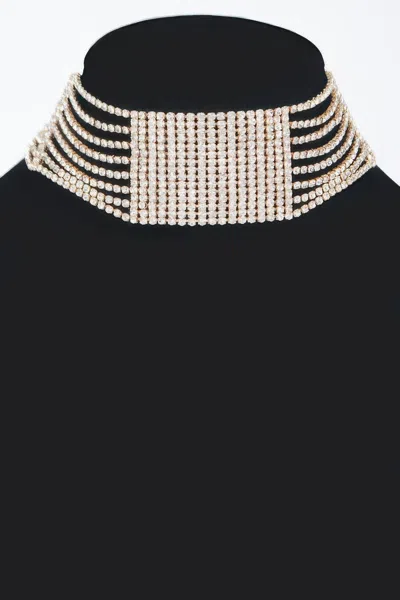 Truedames Rhinestone Choker Necklace In Gold