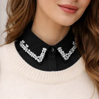 Truedames Rhinestone Collar Detachable Shirt Insert In Black
