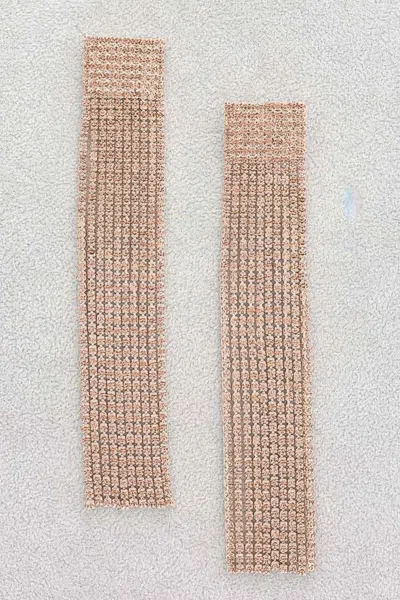 Truedames Rhinestone Curtain Drop Earrings In Beige