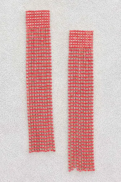 Truedames Rhinestone Curtain Drop Earrings In Red