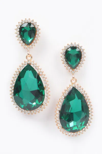 Truedames Rhinestone Dangle Earring In Green