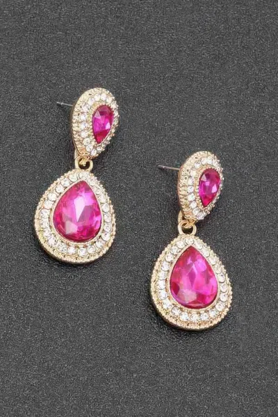 Truedames Rhinestone Dangle Earring In Pink
