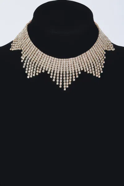 Truedames Rhinestone Drop Choker Necklace In Gold