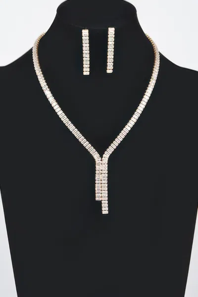 Truedames Rhinestone Earring And Necklace Set In Silver