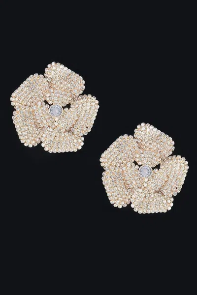 Truedames Rhinestone Flower Stud Earring In Gold