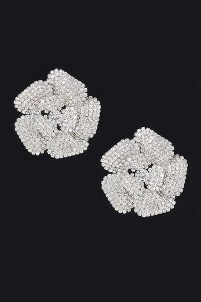 Truedames Rhinestone Flower Stud Earring In Metallic