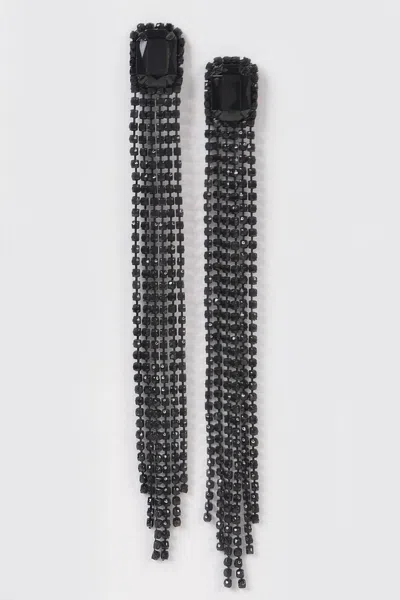 Truedames Rhinestone Fringe Earring In Black