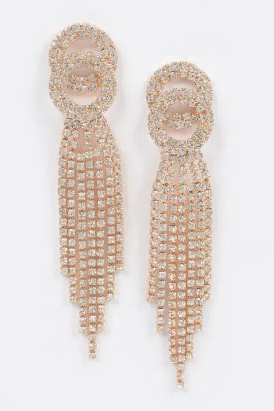 Truedames Rhinestone Fringe Earring In Gold