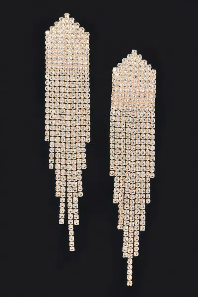 Truedames Rhinestone Fringe Earring In Gold
