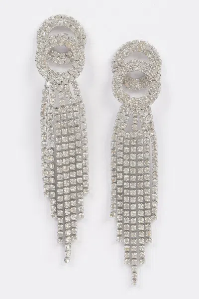 Truedames Rhinestone Fringe Earring In Silver
