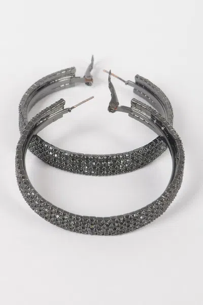Truedames Rhinestone Hoop Earring In Black
