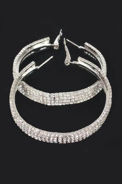 Truedames Rhinestone Hoop Earring In Silver