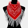 Truedames Rhinestone Like Fringe Cowgirl Bandana Scarf In Red
