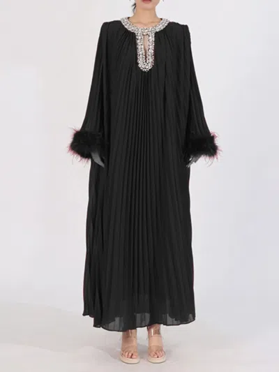 Truedames Rhinestone Long Sleeve Maxi Dress In Black