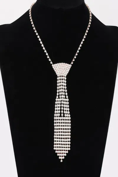 Truedames Rhinestone Necktie Necklace In Metallic