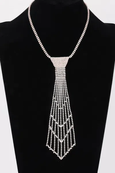 Truedames Rhinestone Necktie Necklace In Gold