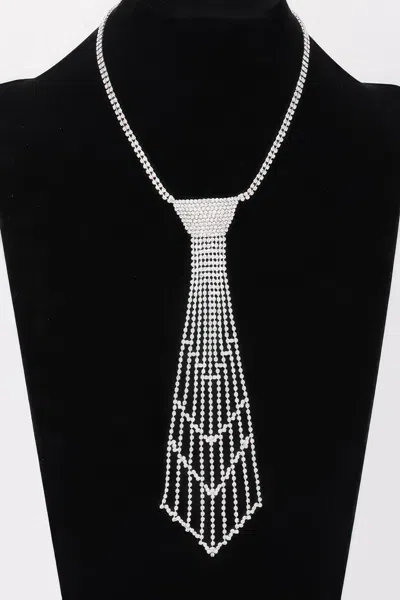Truedames Rhinestone Necktie Necklace In Metallic
