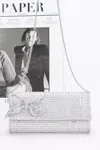 Truedames Rhinestone Party Clutch W/ Rhinestone Bow In Silver