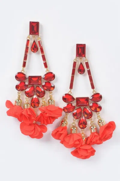 Truedames Rhinestone Party Drop Earring In Red