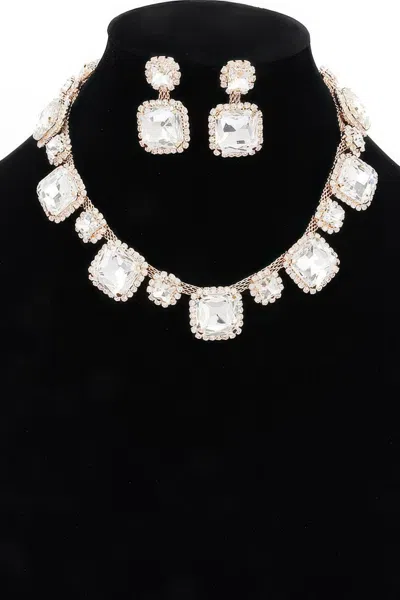 Truedames Rhinestone Party Necklace Set In White