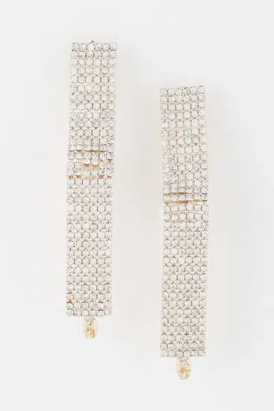 Truedames Rhinestone Pearl Wrap Earrings In Silver