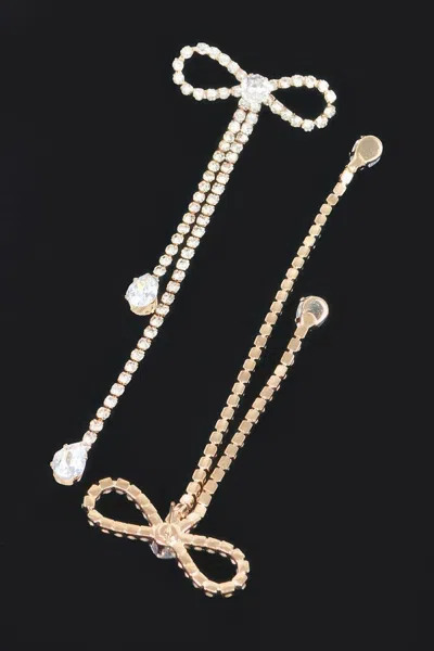 Truedames Rhinestone Ribbon Earring In Gold