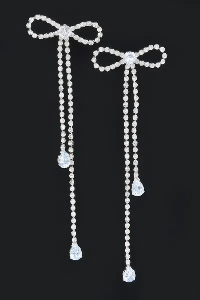 Truedames Rhinestone Ribbon Earring In Silver