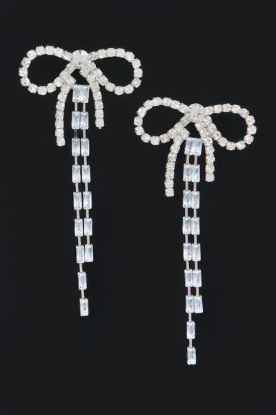 Truedames Rhinestone Ribbon Earring In Silver